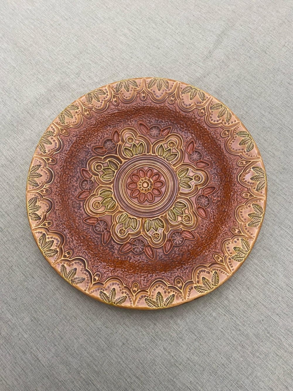 Vintage ARACENA Decorative Plate Ceramica Del Convento Terracotta Pottery Spain